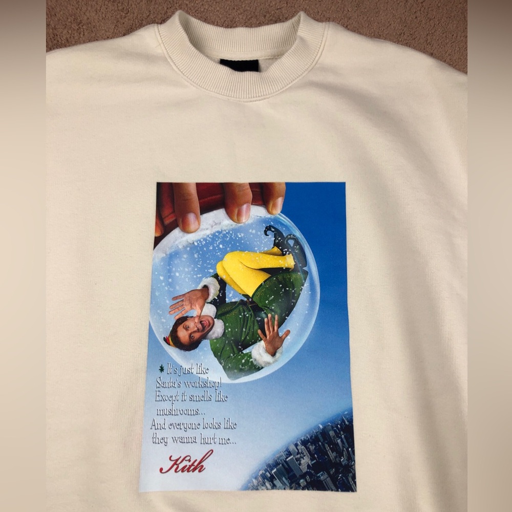 Kith X Elf White Graphic Crewneck Sweatshirt Size XS